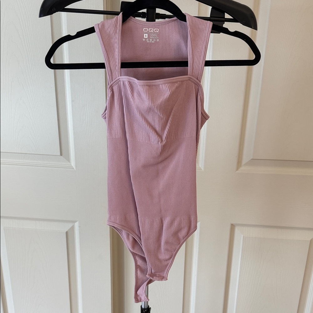 Pink Ribbed tummy control bodysuit